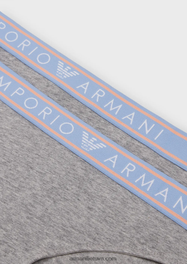 moterysArmani dvi pakuotės ikoniškų ekologiškos medvilnės kelnaičių su logotipu 02482X140