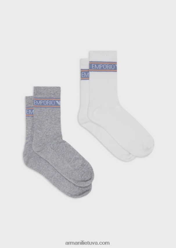moterysArmani dvi pakuotės kilpinių kojinių su sportiniu logotipu 02482X183