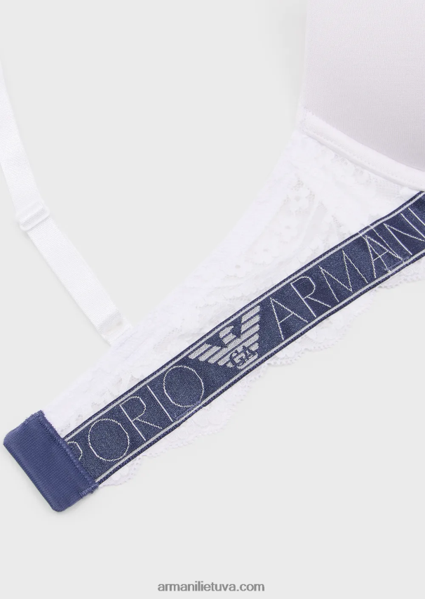 moterys baltas Armani svajinga nėriniuota eko-viscose push-up liemenėlė 02482X150