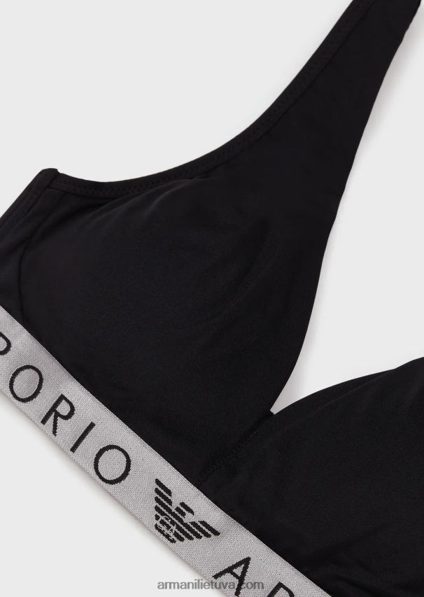 moterys juodas Armani ikoninė, perdirbto mikropluošto paminkštinta apyrankė 02482X130