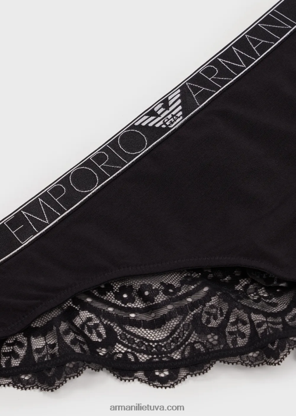 moterys juodas Armani svajingos nėriniuotos eko-viskozės kelnaitės 02482X147