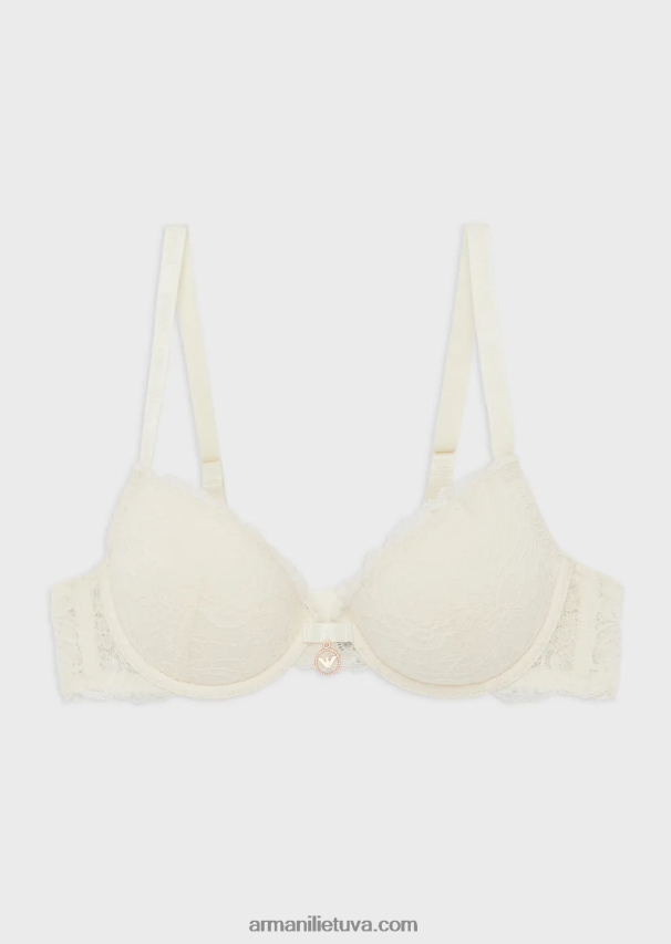 moterys pieno baltumo Armani amžinų nėrinių perdirbtų nėrinių push-up liemenėlė 02482X157