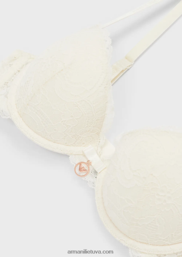 moterys pieno baltumo Armani amžinų nėrinių perdirbtų nėrinių push-up liemenėlė 02482X157