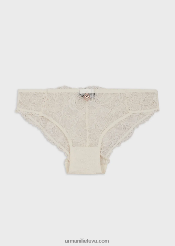 moterys pieno baltumo Armani amžinos nėrinių perdirbtos nėriniuotos kelnaitės 02482X156