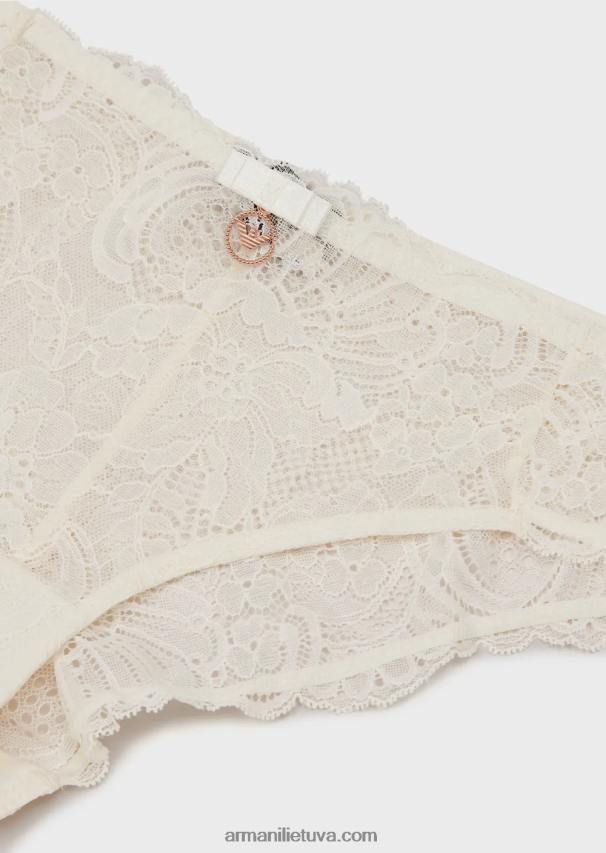 moterys pieno baltumo Armani amžinos nėrinių perdirbtos nėriniuotos kelnaitės 02482X156