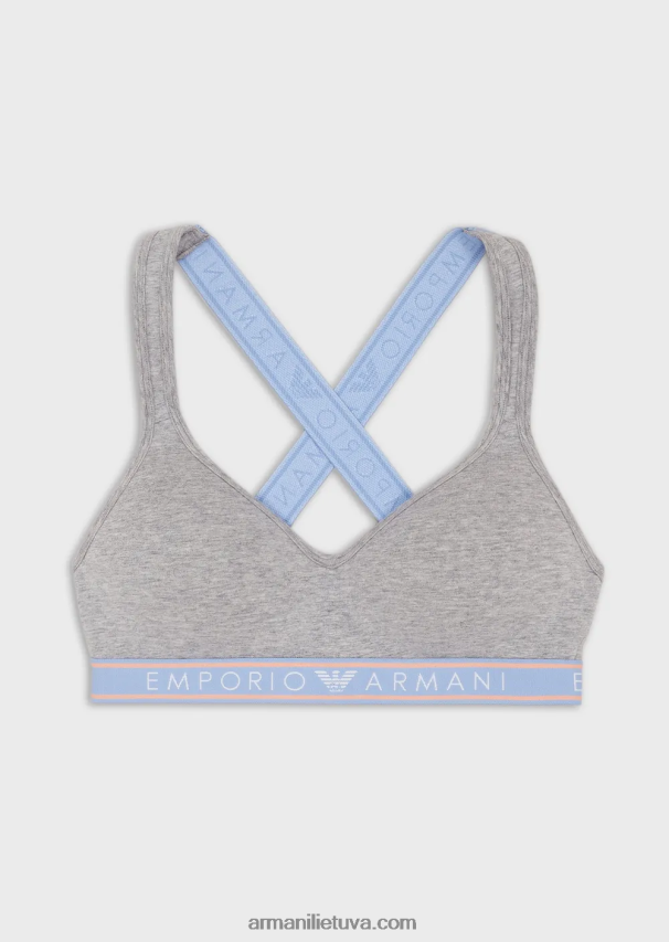 moterys pilka Armani Ekologiškos medvilnės paminkštinta apyrankė su logotipu apačioje 02482X134