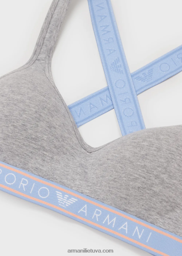 moterys pilka Armani Ekologiškos medvilnės paminkštinta apyrankė su logotipu apačioje 02482X134