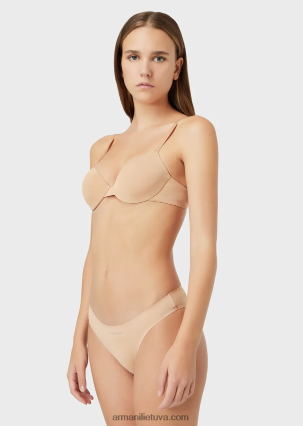 moterys smėlio spalvos Armani dvi pakuotės klijuotų braziliškų mikropluošto kelnaičių 02482X169