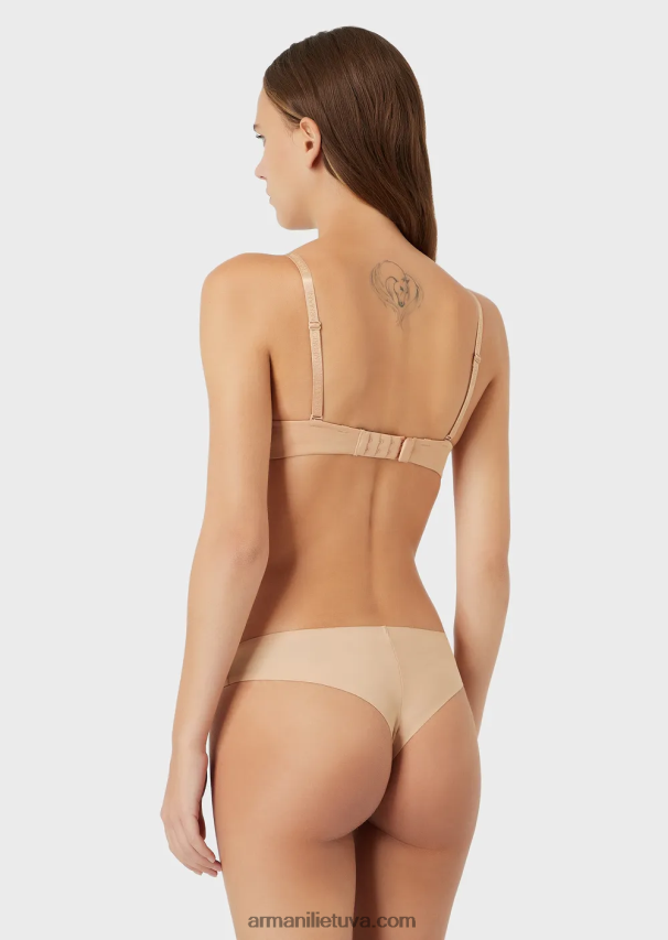 moterys smėlio spalvos Armani dvi pakuotės klijuotų braziliškų mikropluošto kelnaičių 02482X169