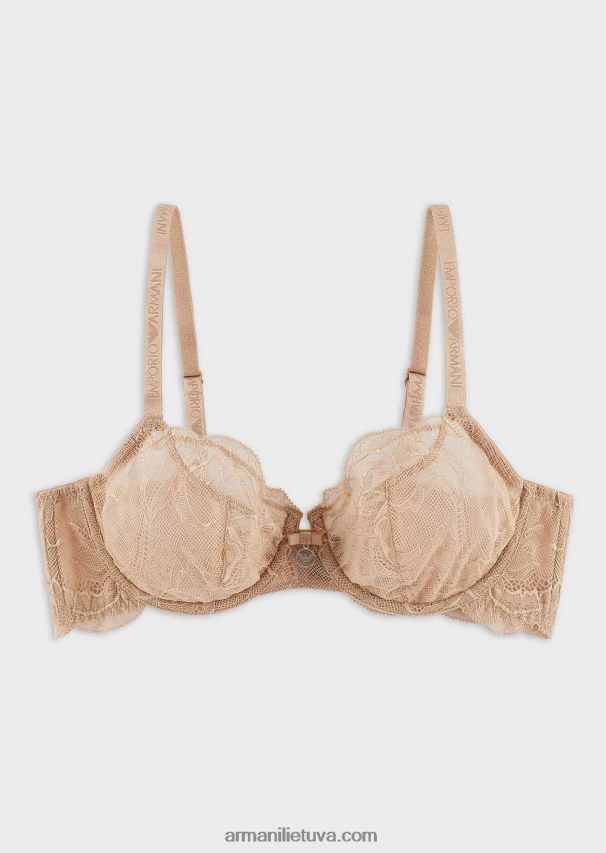 moterys smėlio spalvos Armani virtuali nėriniuota liemenėlė 02482X162