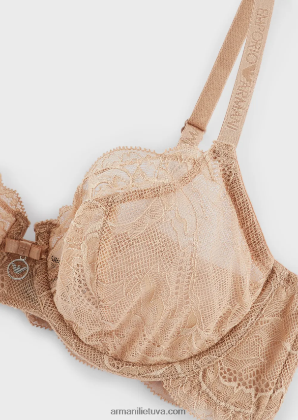 moterys smėlio spalvos Armani virtuali nėriniuota liemenėlė 02482X162