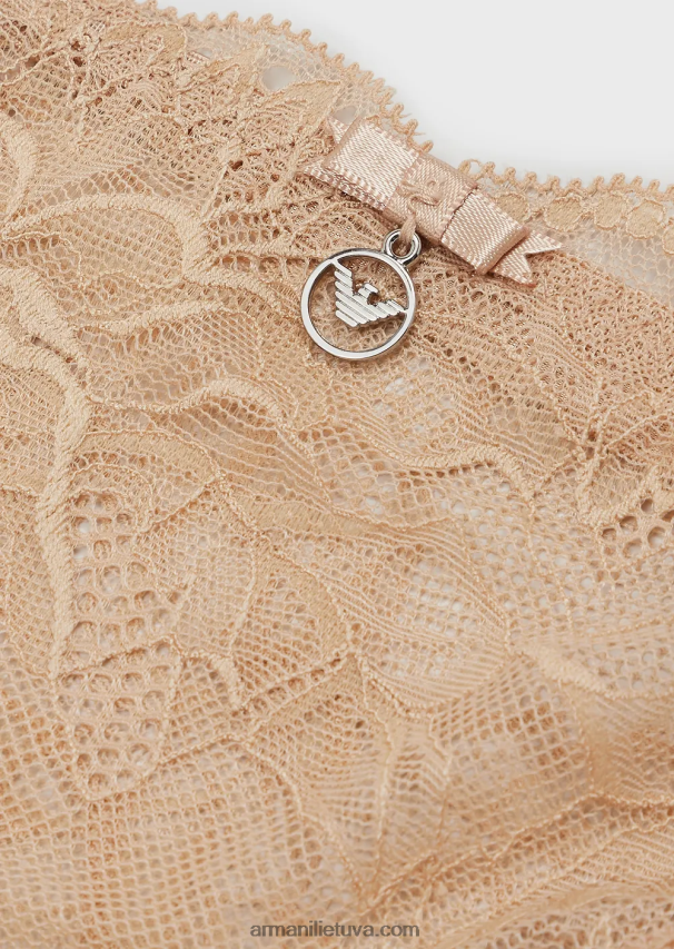 moterys smėlio spalvos Armani virtualios nėriniuotos braziliškos kelnaitės 02482X166