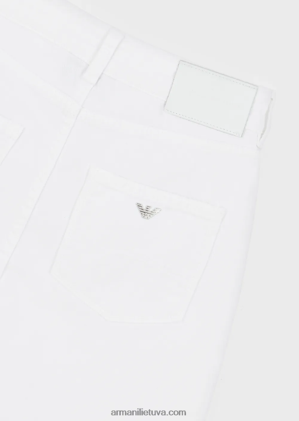 moterys baltas Armani j18 aukštu juosmeniu siauri džinsai iš patogaus džinsinio audinio 02482X2773