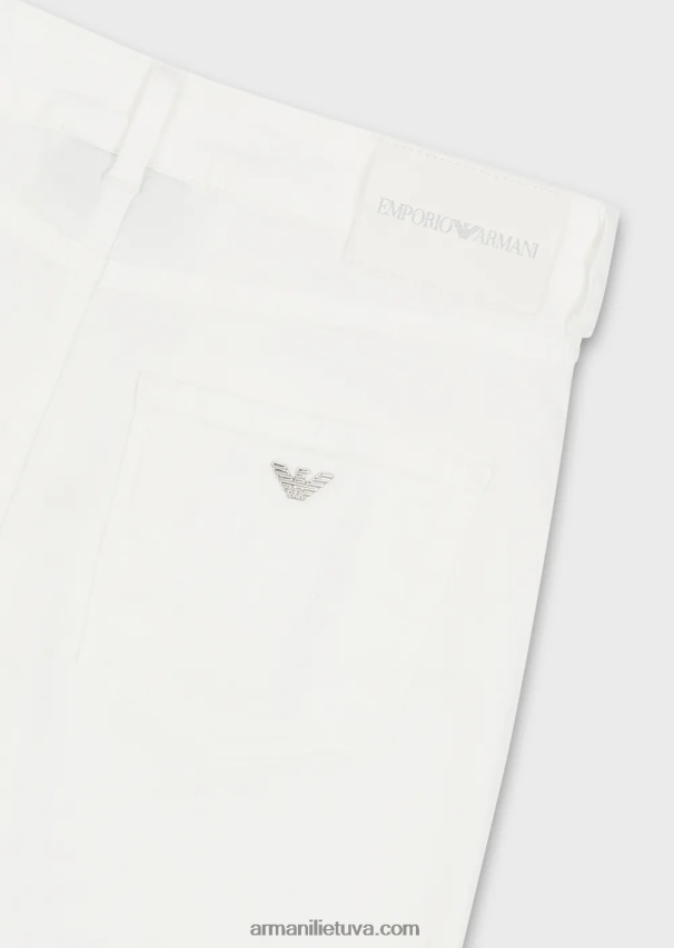 moterys baltas Armani j18 plonos kelnės aukštu liemeniu iš mineraliniu drabužiu nudažyto komfortiško džinso 02482X2757