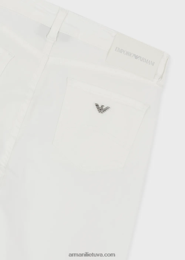 moterys baltas Armani j20 itin siauri džinsai aukštu liemeniu iš mineraliniu drabužiu nudažyto komfortiško džinso 02482X2753