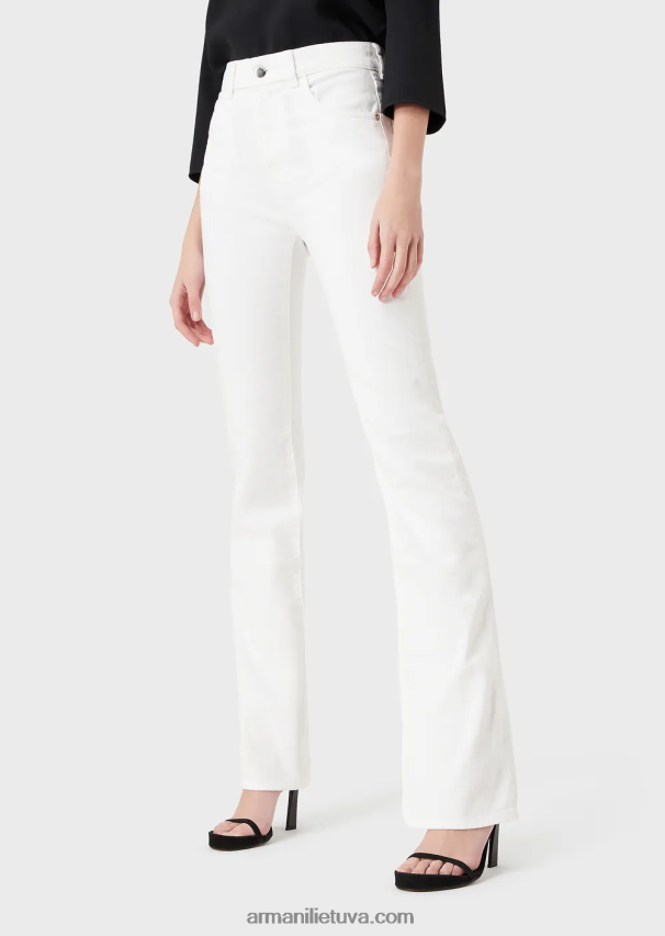 moterys baltas Armani j47 vidutinio aukšto juosmens platėjantys komfortiški džinsiniai džinsai 02482X2765