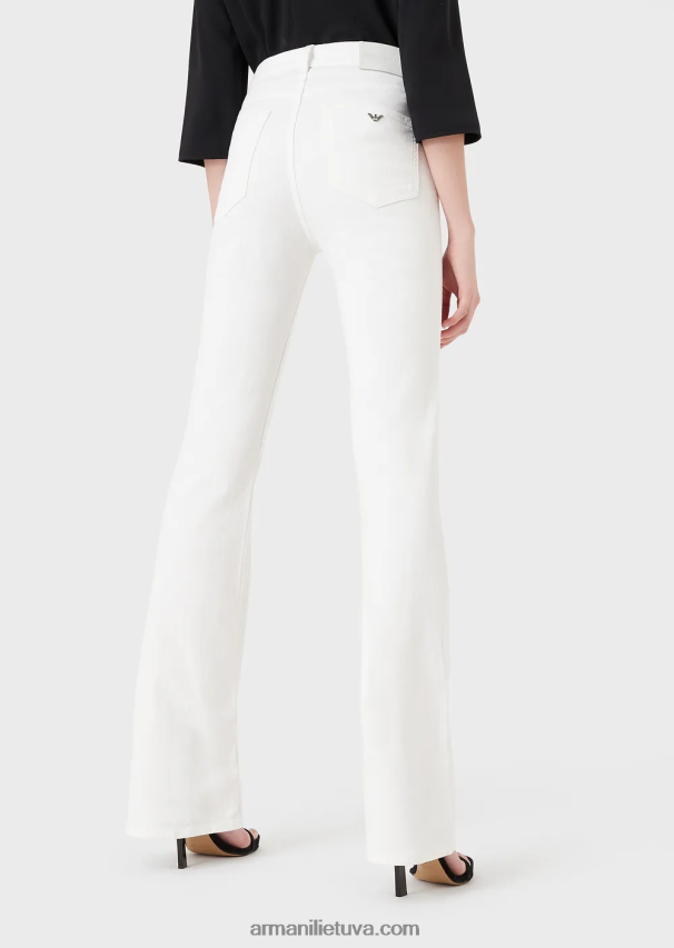 moterys baltas Armani j47 vidutinio aukšto juosmens platėjantys komfortiški džinsiniai džinsai 02482X2765