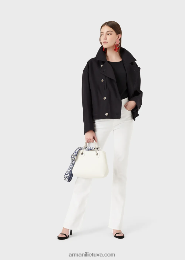 moterys baltas Armani j47 vidutinio aukšto juosmens platėjantys komfortiški džinsiniai džinsai 02482X2765