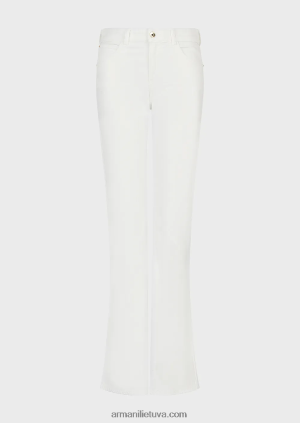 moterys baltas Armani j47 vidutinio/aukšto liemens platėjantys džinsai iš drabužiais dažyto jaučio audinio 02482X2746