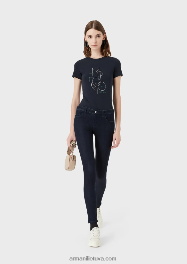 moterys džinsinio audinio Armani j28 vidutinio liemens itin siauri džinsai iš viskozės mišinio džinso 02482X2775