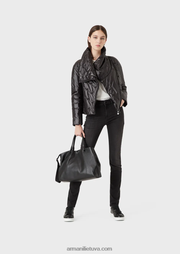 moterys juodas Armani j18 siauri, skalbti akmeniu patogūs džinsiniai džinsai aukštu juosmeniu 02482X2772