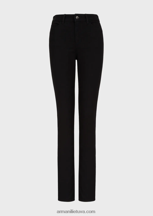 moterys juodas Armani j18 siauro prigludimo skalauti komfortiški džinsai aukštu juosmeniu 02482X2771