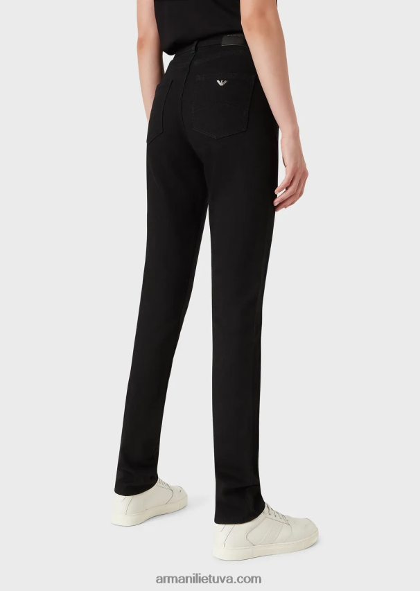 moterys juodas Armani j18 siauro prigludimo skalauti komfortiški džinsai aukštu juosmeniu 02482X2771