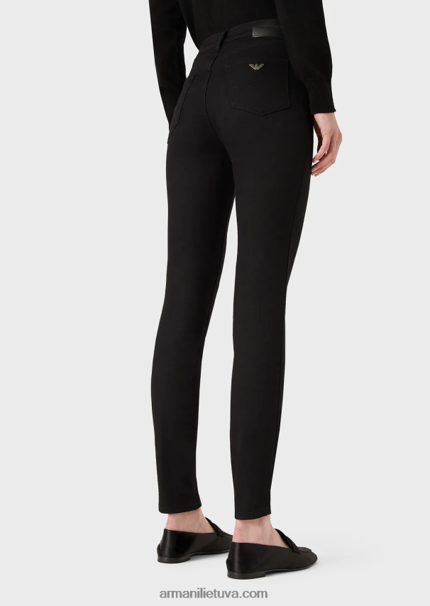 moterys juodas Armani j20 itin siauromis tempimo džinsais aukštu juosmeniu 02482X2767