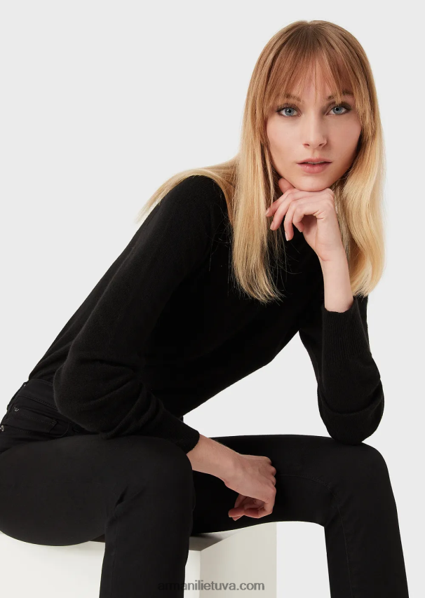 moterys juodas Armani j20 itin siauromis tempimo džinsais aukštu juosmeniu 02482X2767