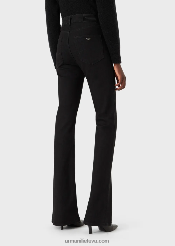 moterys juodas Armani j47 vidutinio aukšto juosmens platėjančios kojos išskalautos komforto džinsai 02482X2764