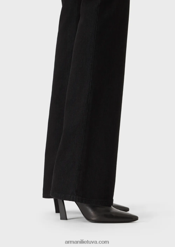 moterys juodas Armani j47 vidutinio aukšto juosmens platėjančios kojos išskalautos komforto džinsai 02482X2764