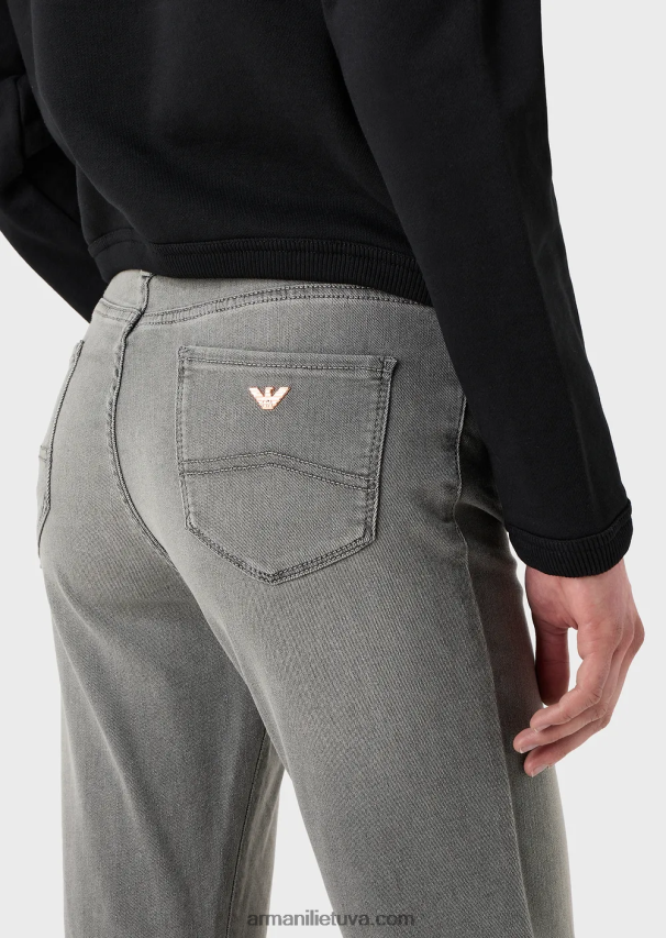 moterys pilka Armani j20 itin siauri džinsai aukštu juosmeniu iš tampraus tencel džinsinio audinio 02482X2751