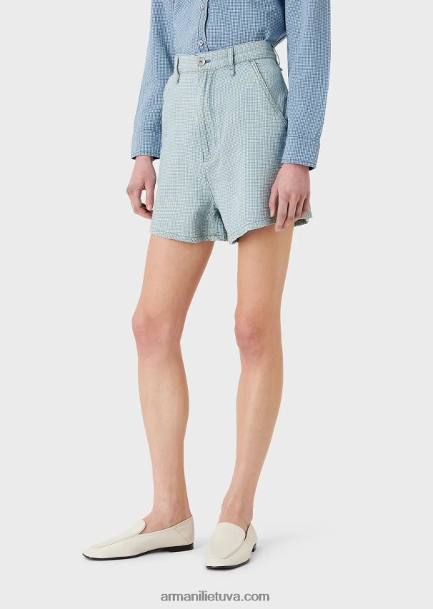 moterys pledas Armani džinsinio audinio šortai aukštu juosmeniu 02482X2762