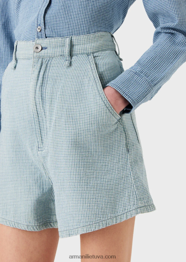 moterys pledas Armani džinsinio audinio šortai aukštu juosmeniu 02482X2762