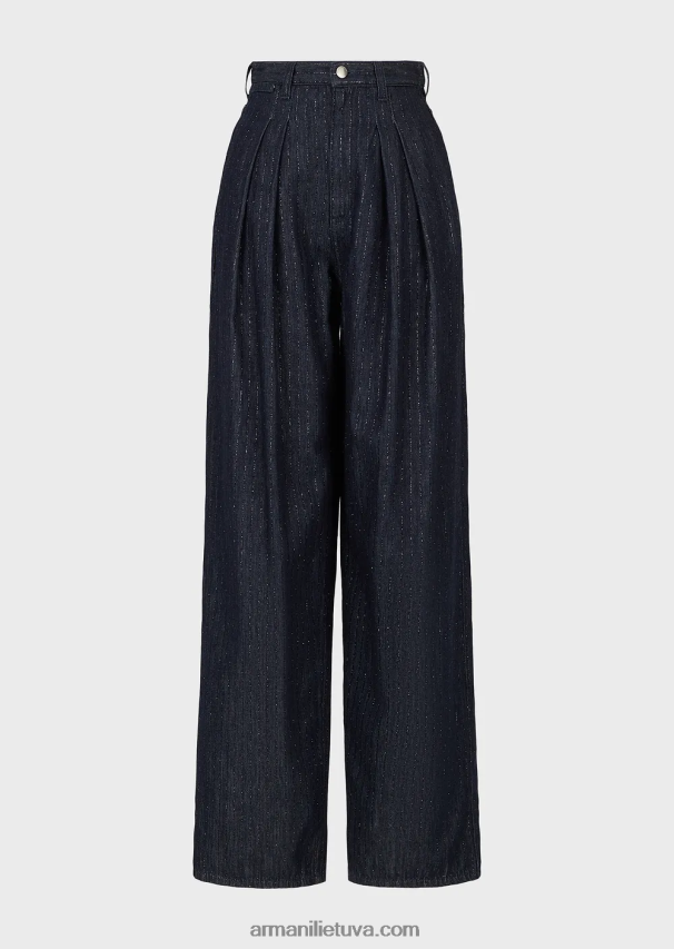 moterys tamsiai mėlyna Armani Džinsai aukštu juosmeniu j95 iš blizgučiais nusausinto džinsinio audinio 02482X2760