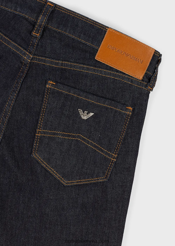 moterys tamsiai mėlyna Armani j20 itin siauri džinsai aukštu liemeniu iš merserizuoto komforto džinso 02482X2769