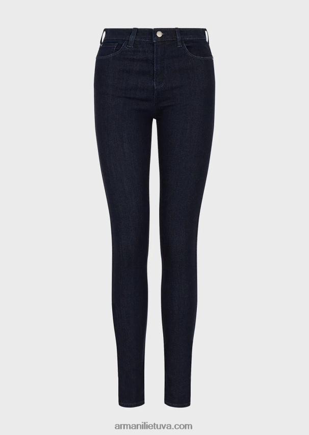 moterys tamsiai mėlyna Armani j20 itin siauromis liocelinio audinio džinsai aukštu juosmeniu 02482X2770