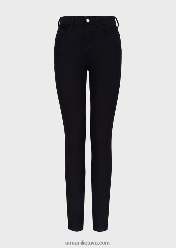 moterys tamsiai mėlyna Armani j20 itin siauromis tempimo džinsais aukštu juosmeniu 02482X2768