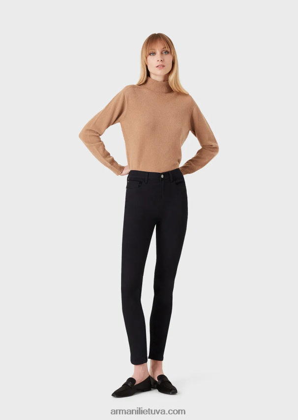 moterys tamsiai mėlyna Armani j20 itin siauromis tempimo džinsais aukštu juosmeniu 02482X2768