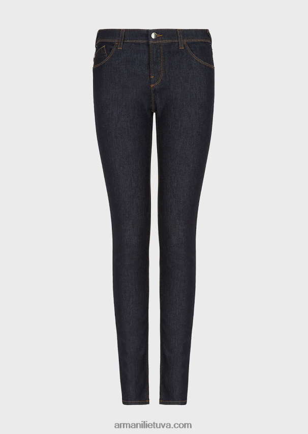 moterys tamsiai mėlyna Armani „j28“ vidutinio liemens itin siauri džinsai iš merserizuoto komforto džinso 02482X2776