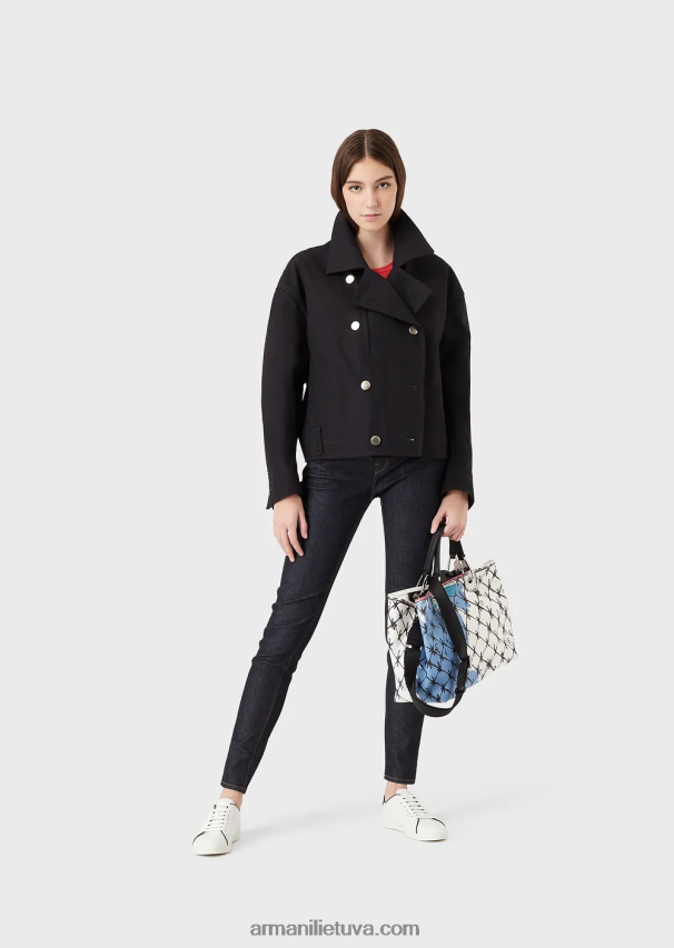 moterys tamsiai mėlyna Armani „j28“ vidutinio liemens itin siauri džinsai iš merserizuoto komforto džinso 02482X2776