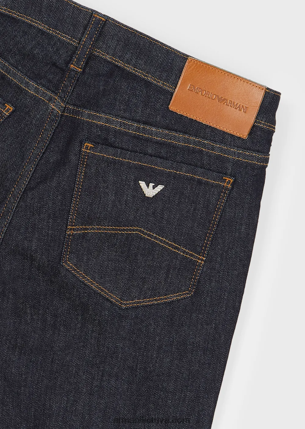 moterys tamsiai mėlyna Armani „j28“ vidutinio liemens itin siauri džinsai iš merserizuoto komforto džinso 02482X2776