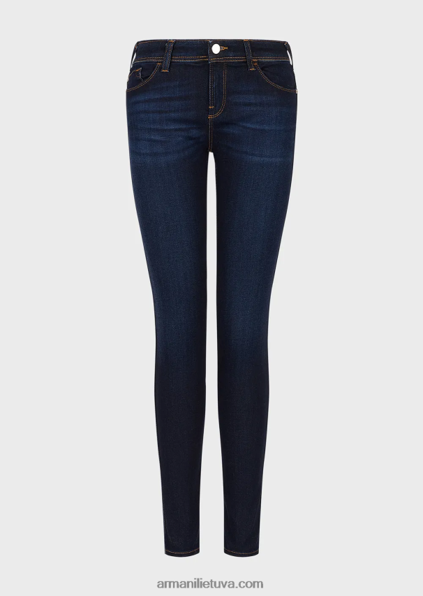 moterys tamsiai mėlyna Armani j28 vidutinio liemens itin siauromis liocelinio audinio džinsais 02482X2774