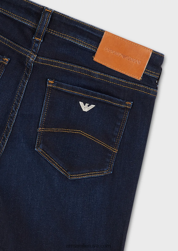 moterys tamsiai mėlyna Armani j28 vidutinio liemens itin siauromis liocelinio audinio džinsais 02482X2774