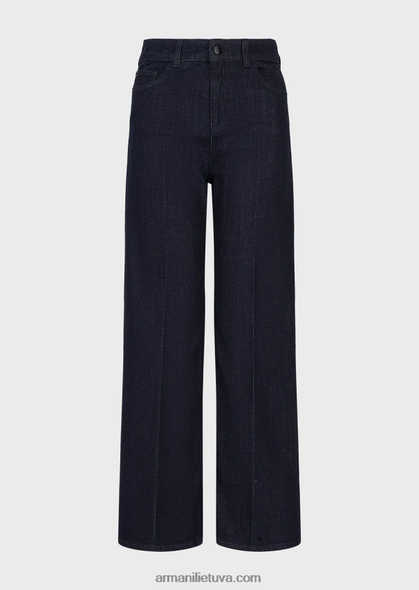 moterys tamsiai mėlyna Armani j33 džinsiniai džinsai vidutinio liemens plačiomis patrumpintomis kojomis 02482X2758