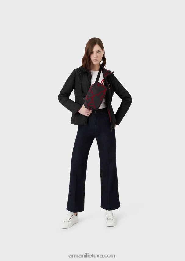 moterys tamsiai mėlyna Armani j33 džinsiniai džinsai vidutinio liemens plačiomis patrumpintomis kojomis 02482X2758