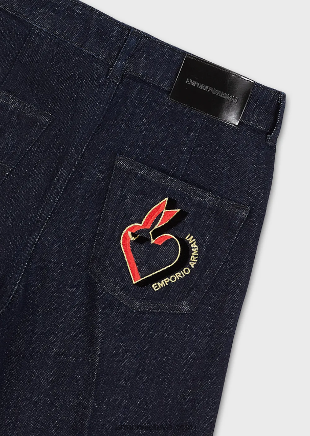 moterys tamsiai mėlyna Armani j33 džinsiniai džinsai vidutinio liemens plačiomis patrumpintomis kojomis 02482X2758