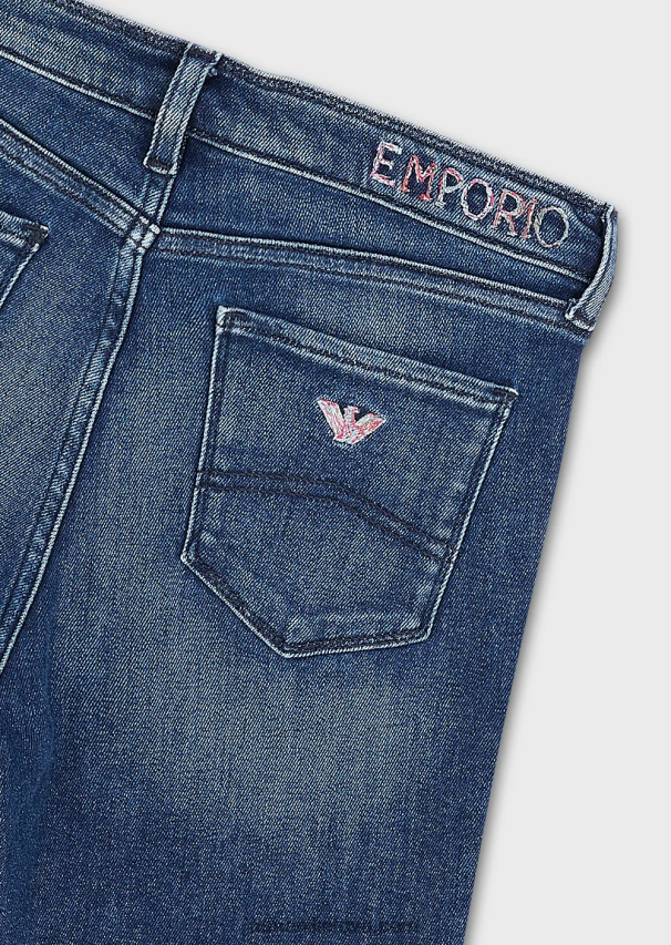 moterys vidutinio mėlynumo Armani j20 itin ploni, skalbti akmenimis ekologiški komfortiški džinsai aukštu juosmeniu 02482X2749