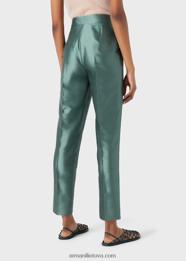 moterysArmani 7/8 kelnės aukštu juosmeniu su raukšlėmis, derintos Šantungo ir šilko 02482X318