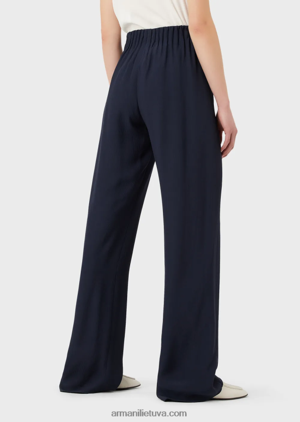 moterysArmani froisse viskozinės kelnės su įtemptu juosmeniu 02482X310